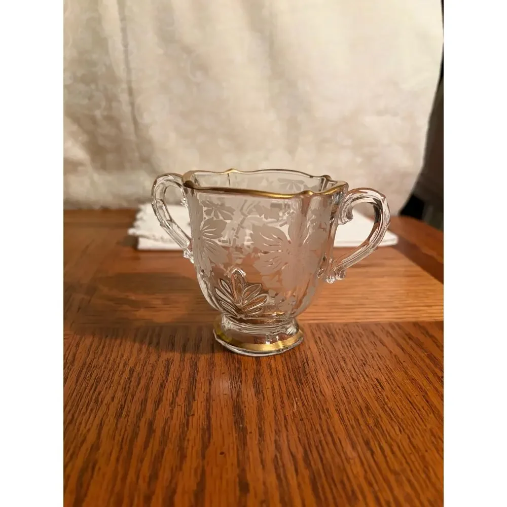 Fostoria American Etched Glass Creamer & Sugar Set | Elegant‎ Grandmillennial
